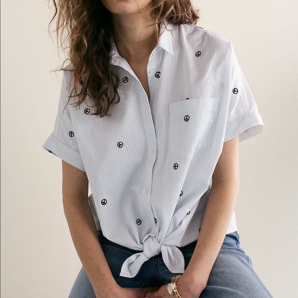 Madewell Tops - Madewell Peace Sign Embroidered Top